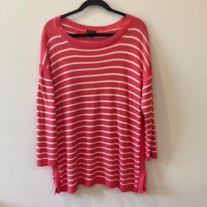 Talbots cotton blend pink and white striped sweater size XL